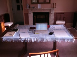 Dining room becomes writing room...
